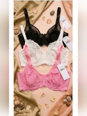 Nwt HSIA  Bundle Of 3 Lace Soft Mesh Underwire Minimizer Bras Size 36DD